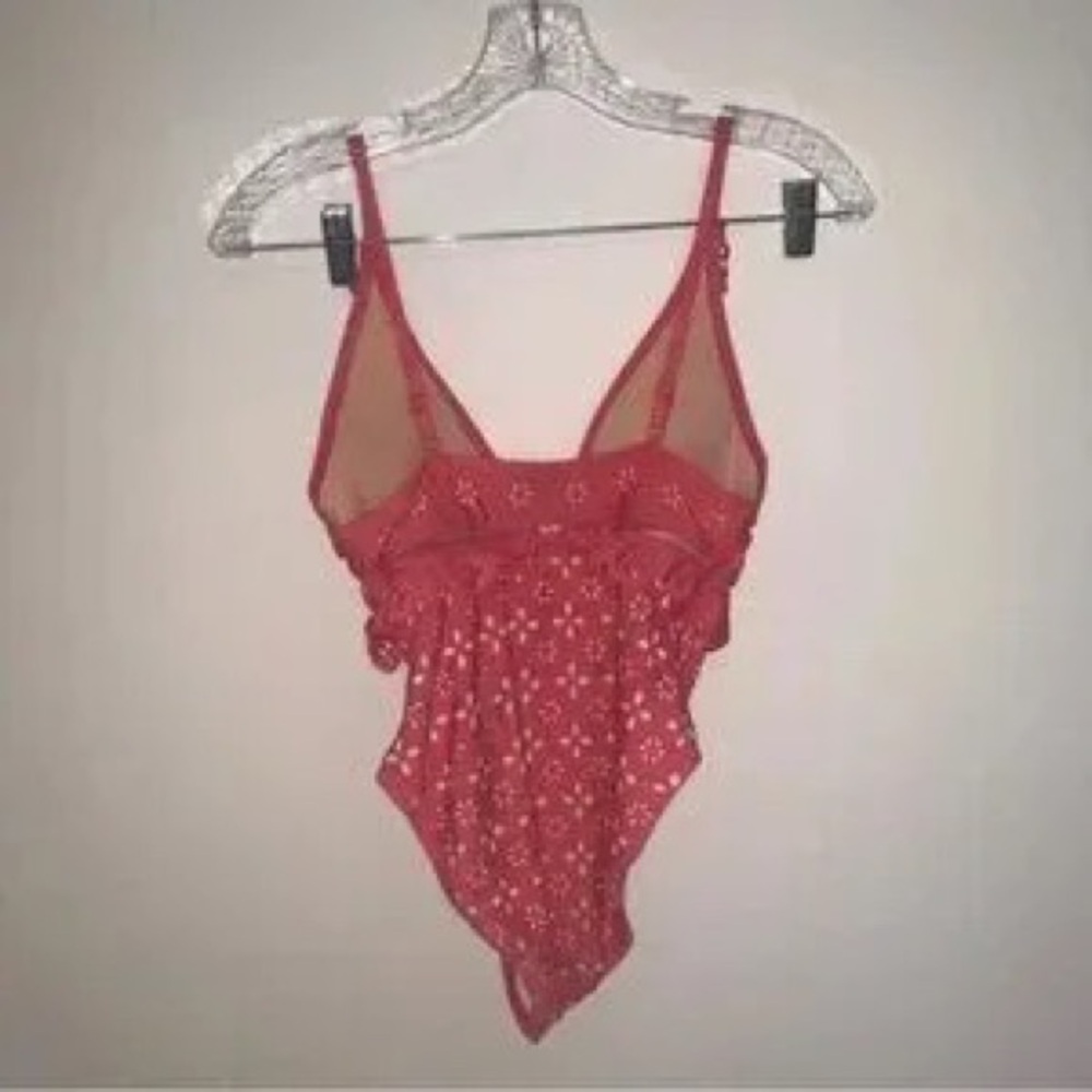 Red Kids One-Piece Swimsuit with Eyelet Detail - Picture 2 of 2
